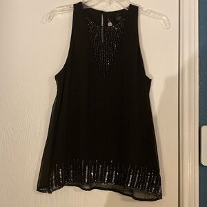 BKE Boutique black beads and sequins tunic top size medium